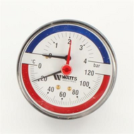 Watts - Thermo/manometer 80mm 0-4bar 0-120C 1/2&quot;axiaal