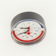 Watts - Thermo/manometer 80mm 0-4bar 0-120C 1/2&quot;axiaal